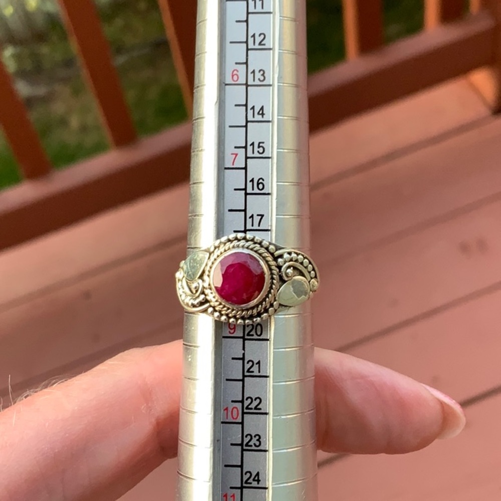 BOUTIQUE NATURAL FACETED RUBY 925 SILVER RING, 8.5 - Picture 12 of 13